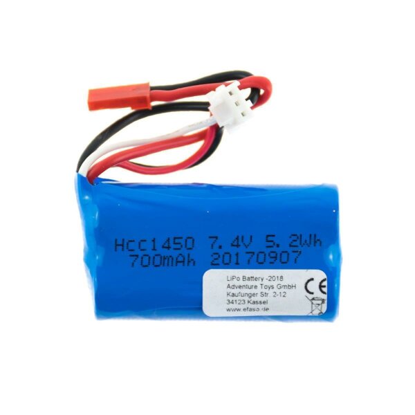 018 Akku 7,4V / 0650 mAh / Li-Po / JST Stecker / FX078, Beluga 180, DH 9116