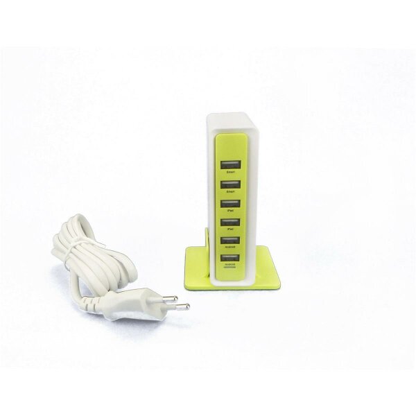 Netz-Ladegerät | USB Anschlüsse | Desktop Rocket Charger | weiß/gelb
