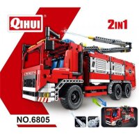 Qihui 6805 Bausteinfahrzeug Feuerwehrauto 2in1-Modell -...