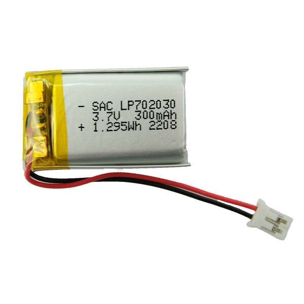 802030 3,7Volt Akku 300 mAh LIPO L 30 mm B 20mm T 7mm JST PH2.0 Stecker Schutzplatine