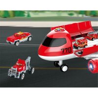 XXL Flugzeug 40cm Spielzeug - inkl. 6 Autos, aufklappbar und Autos verstaubar