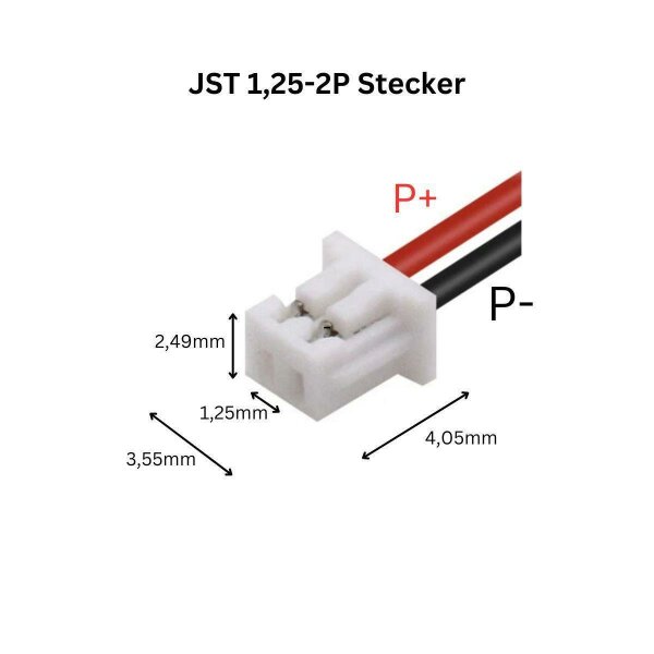 LP402030 3.7V 220 mAh, JST PH1.25-2PIN füt MP3  Bluetooth GPS FIIO E3, E5, E6