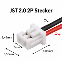 603450 3.7V 1250 mAh, PCM, JST PH2.0-2P